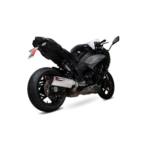 Scorpion Exhaust Kawasaki Ninja 1000 SX 2020 - 2023 Serket Parallel Slip-on Titanium Sleeve. Fits with panniers